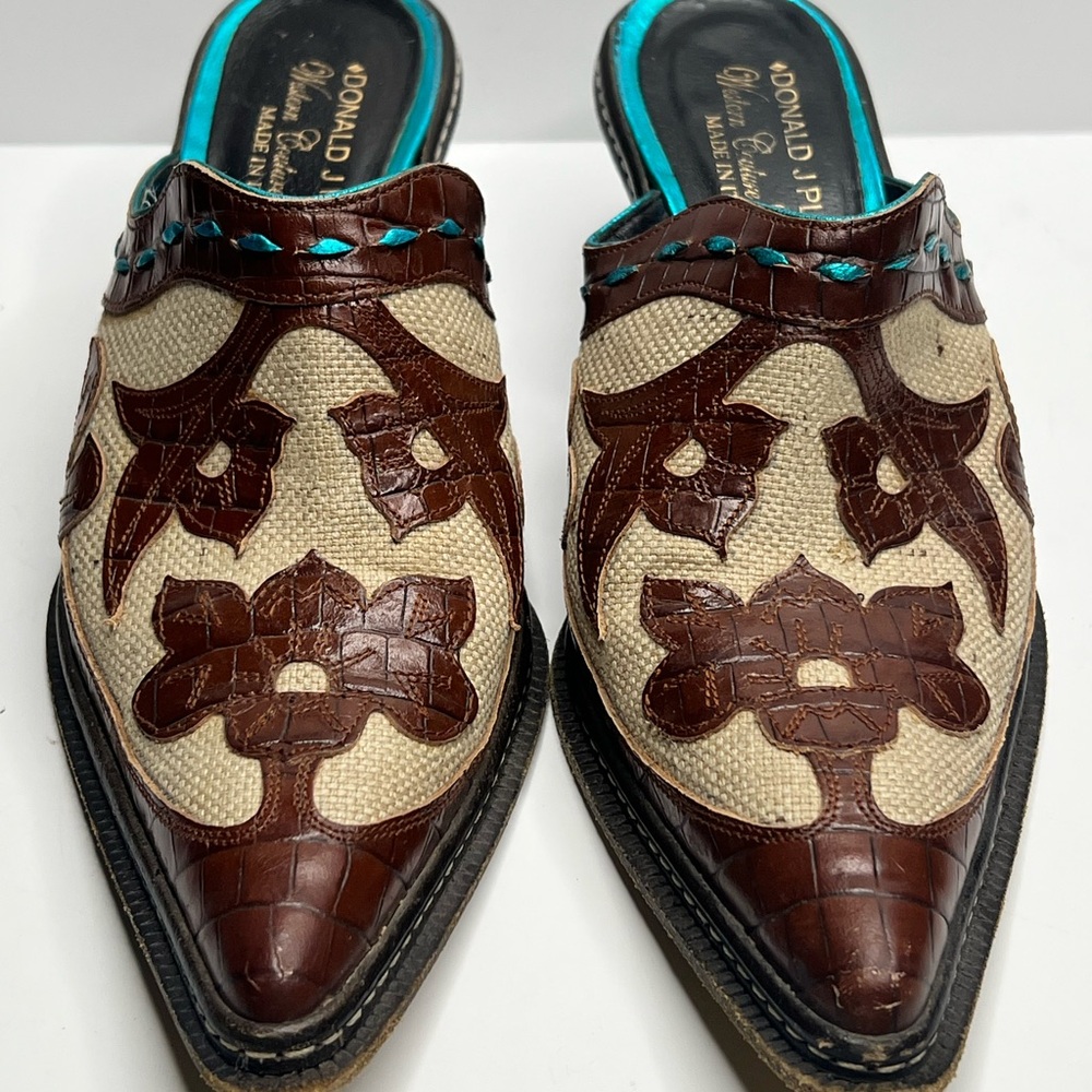 Donald J. Pliner Brown and Cream Loafers